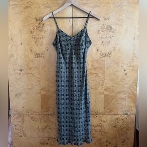 Vintage Ann Taylor Petite Floral Patterned Strap Silk Bias Cut Knee Length Dress
